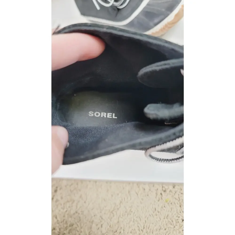 SOREL OUT & ABOUT DUCK WATERPROOF ANKLE BOOTS IN BLACK, SZ 9.5